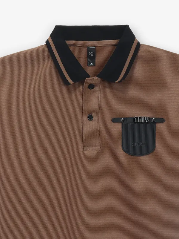 GS78 brown stripe cotton t-shirt