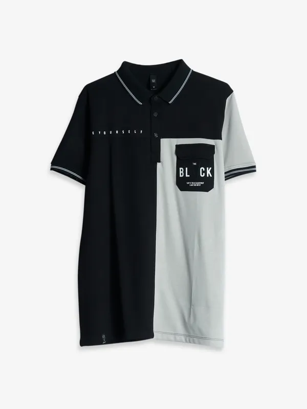 GS78 color block black t shirt