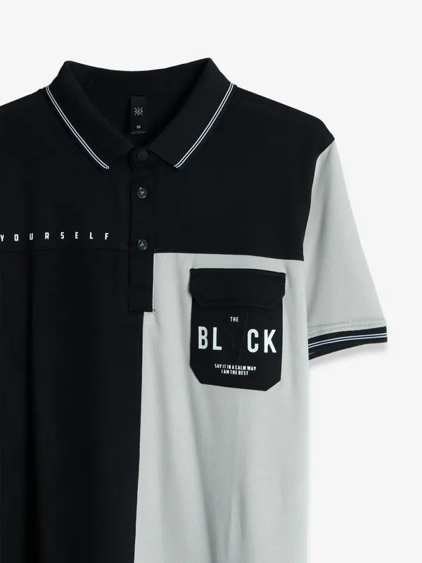 GS78 color block black t shirt