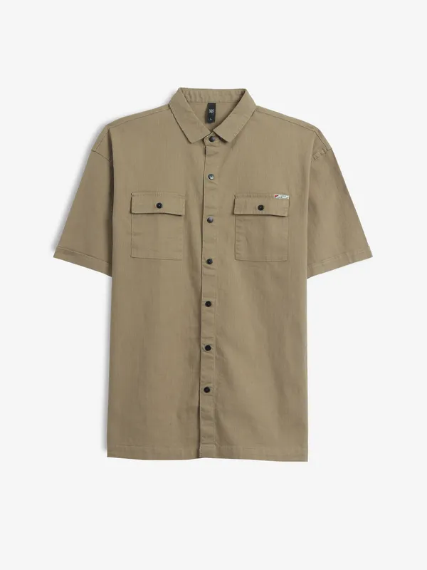 GS78 cotton khakhi plain shirt