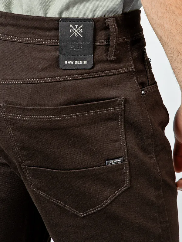 GS78 dark brown cotton solid trouser