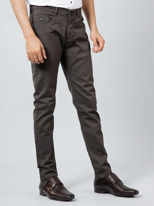 GS78 dark grey solid casual wear trouser