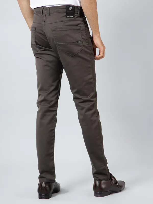 GS78 dark grey solid casual wear trouser