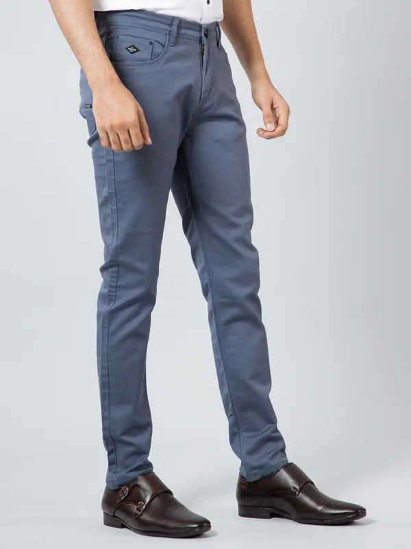 GS78 grey color solid trouser