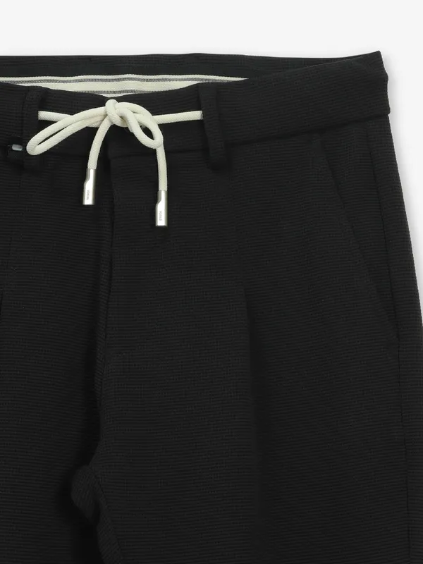 GS78 laycra black casual solid trouser