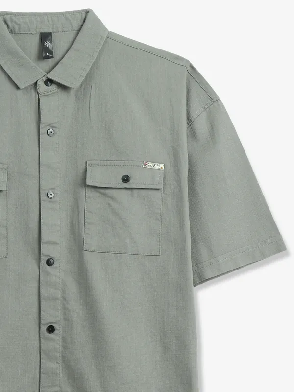 GS78 light green plain cotton shirt