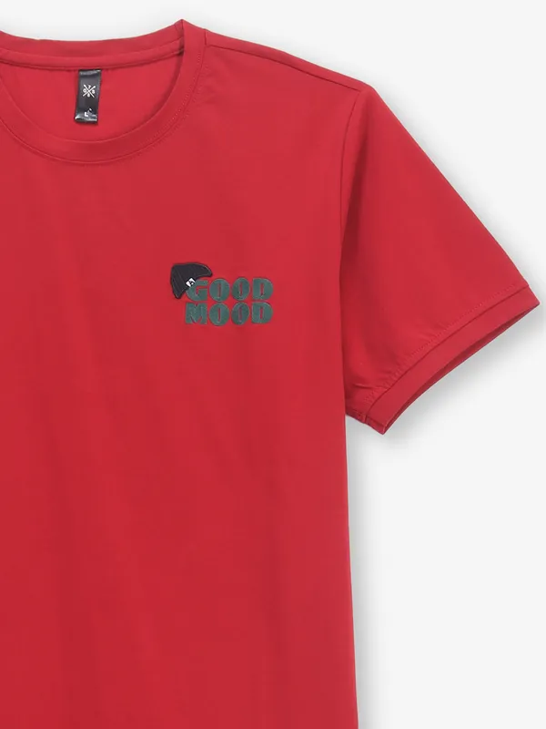 GS78 maroon printed cotton t-shirt