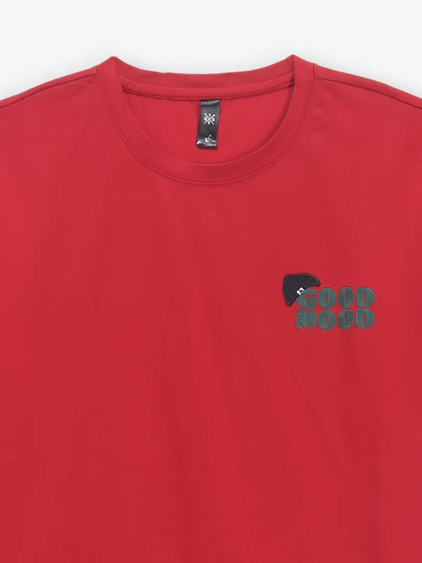 GS78 maroon printed cotton t-shirt