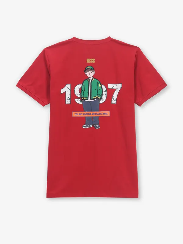 GS78 maroon printed cotton t-shirt