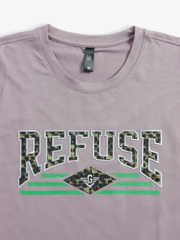 GS78 mauve purple printed t shirt