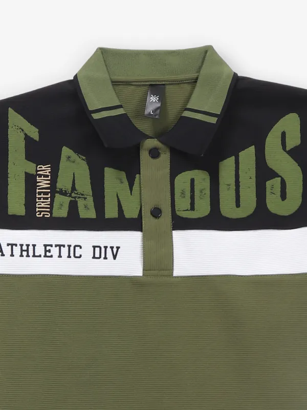 GS78 olive printed cotton t-shirt