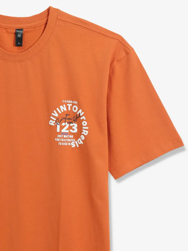 GS78 orange typoghrapic print cotton t-shirt