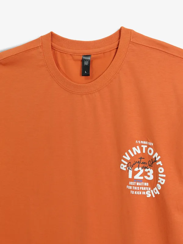 GS78 orange typoghrapic print cotton t-shirt