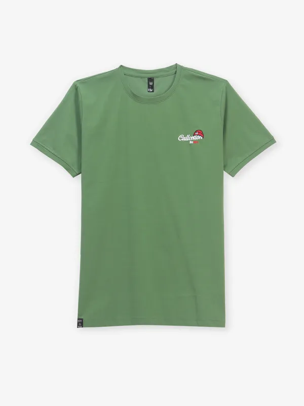 GS78 pista green plain slim fit cotton t-shirt