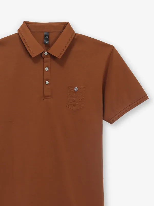 GS78 plain brown cotton polo t-shirt