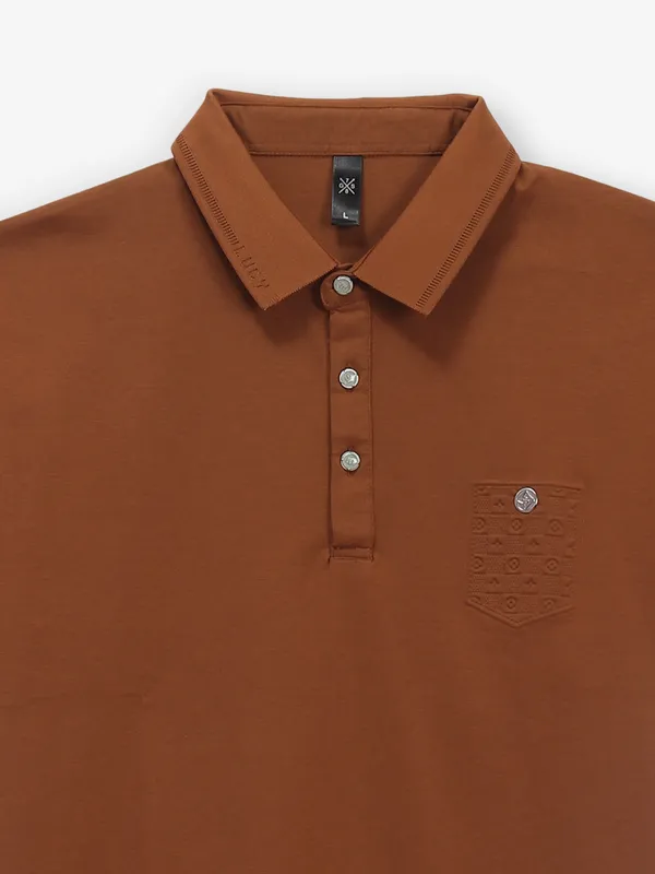GS78 plain brown cotton polo t-shirt