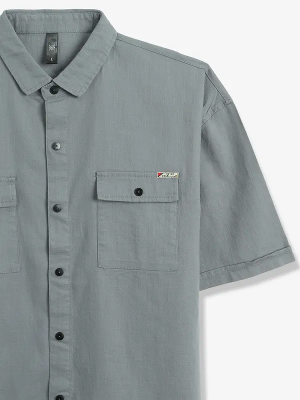 GS78 plain grey cotton casual shirt