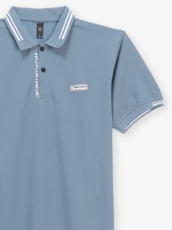 GS78 plain light blue cotton polo t-shirt