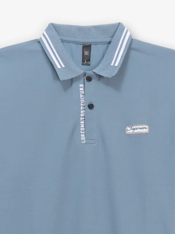 GS78 plain light blue cotton polo t-shirt
