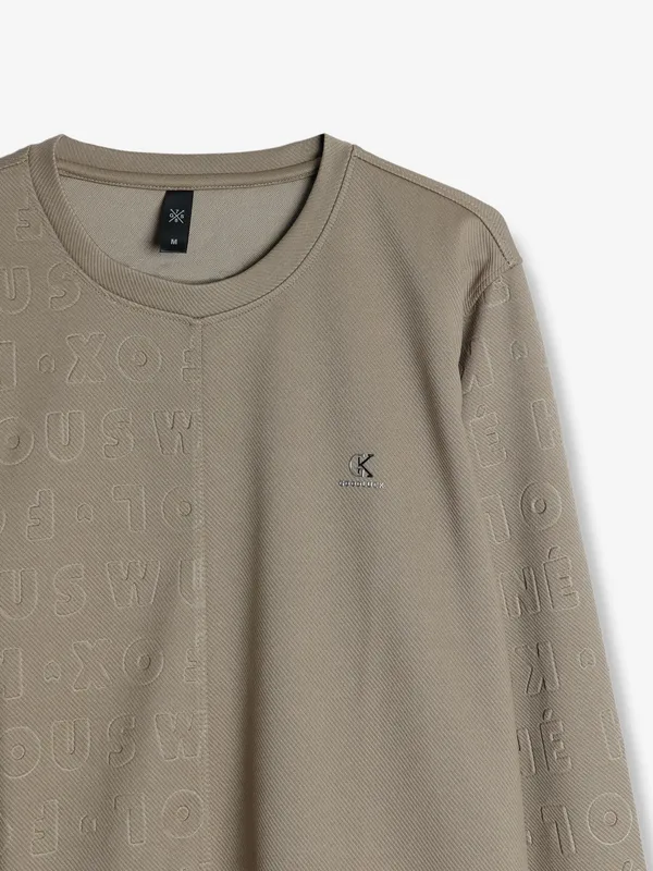 GS78 printed beige t shirt for casual