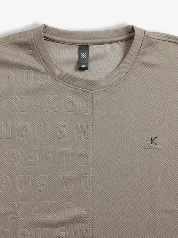 GS78 printed beige t shirt for casual