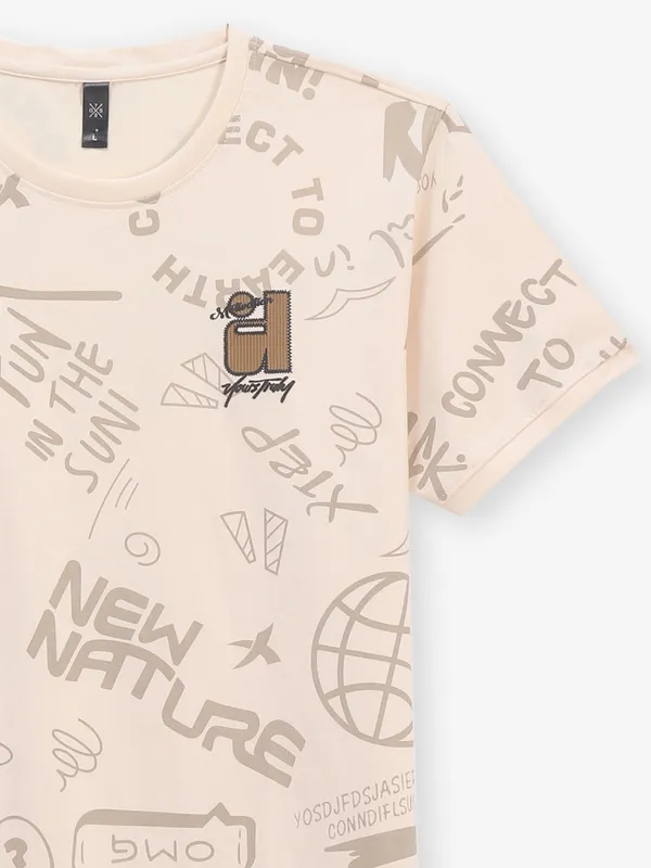 GS78 printed cotton t-shirt in cream
