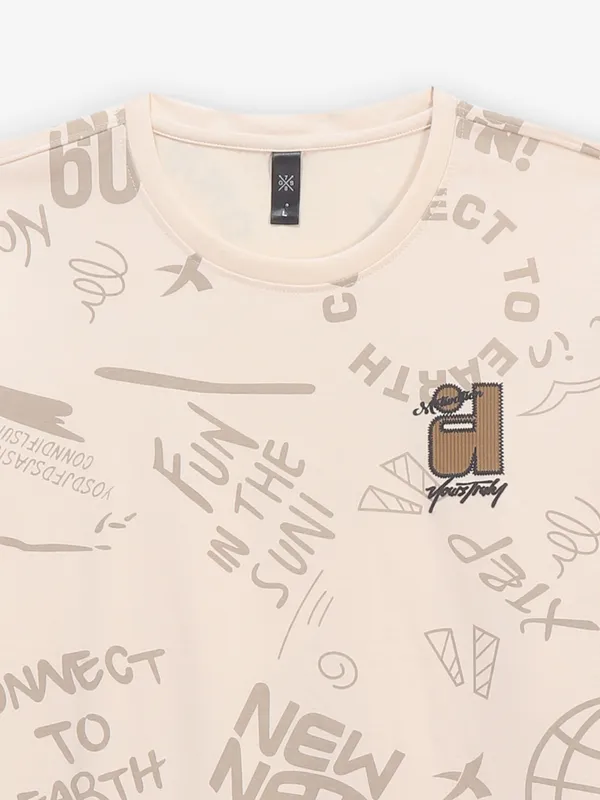 GS78 printed cotton t-shirt in cream