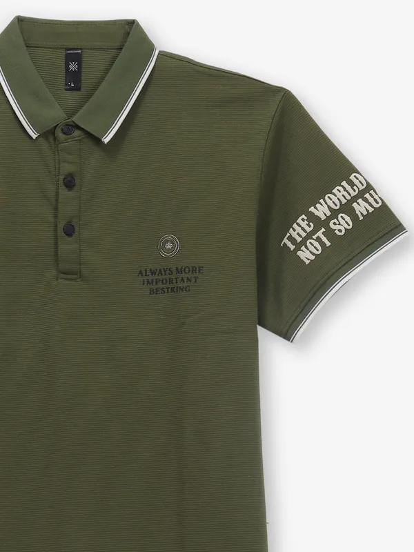 GS78 printed green cotton polo t-shirt