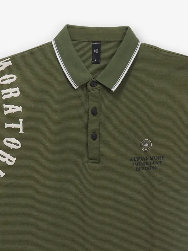 GS78 printed green cotton polo t-shirt