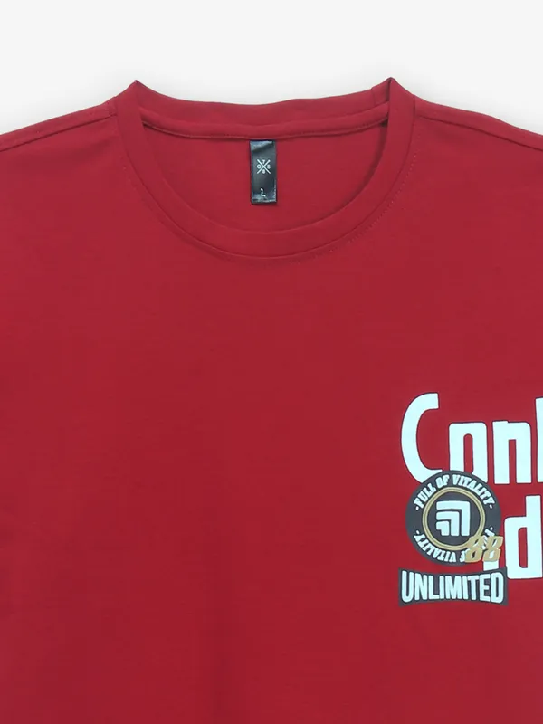 GS78 printed maroon cotton t-shirt