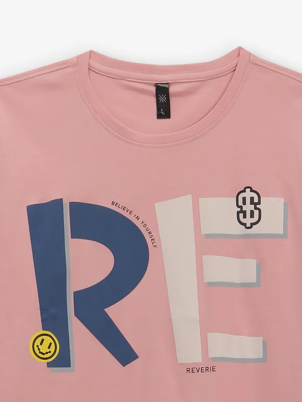 GS78 printed pink cotton t-shirt