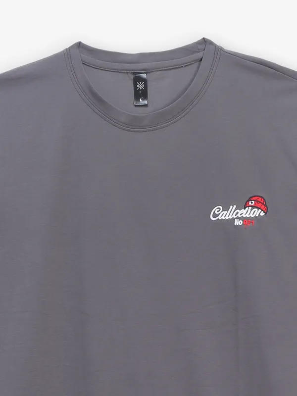 GS78 printed slim fit grey cotton t-shirt