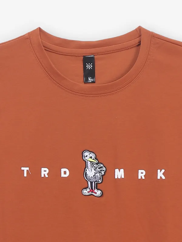 GS78 slim fit brown printed cotton t-shirt