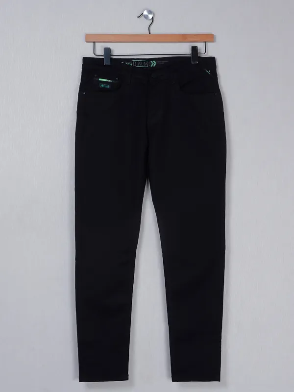 GS78 slim fit casual black denim solid jeans