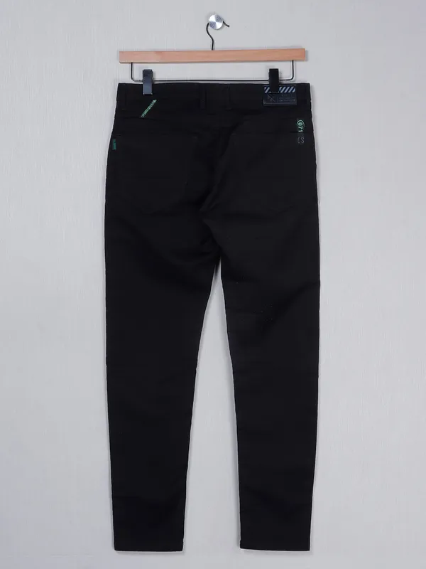 GS78 slim fit casual black denim solid jeans