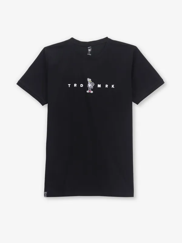 GS78 slim fit printed black cotton t-shirt