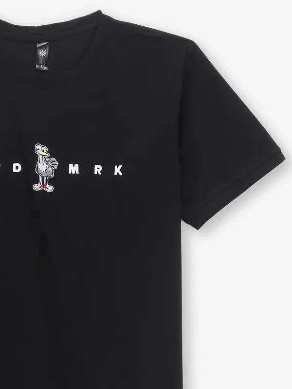 GS78 slim fit printed black cotton t-shirt