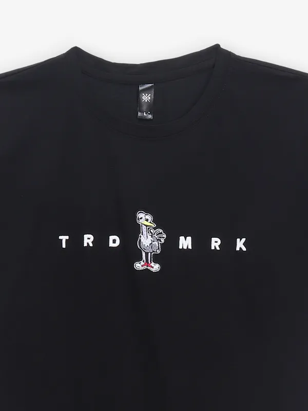 GS78 slim fit printed black cotton t-shirt