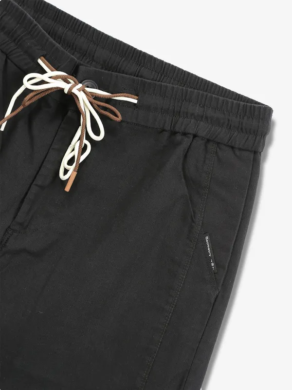 GS78 solid black cotton track pant