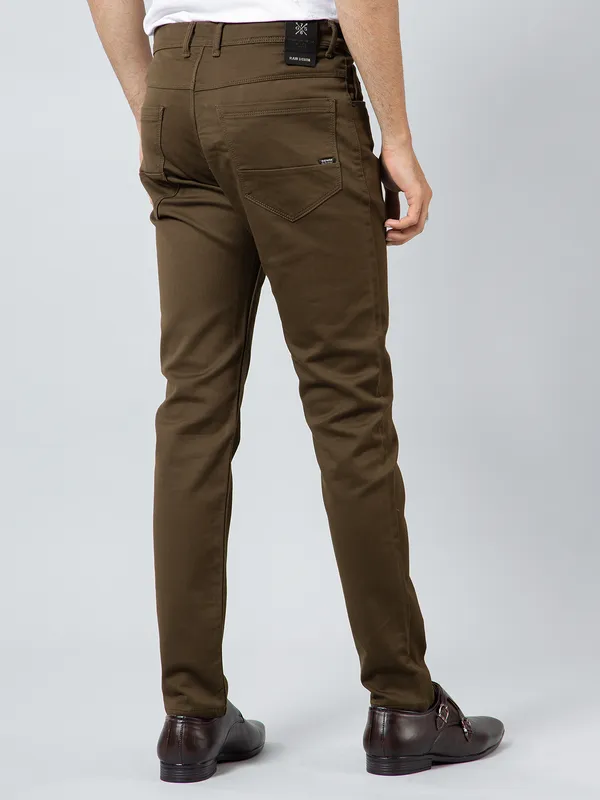 GS78 solid brown color cotton trouser
