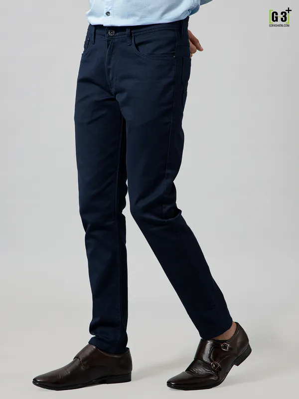 GS78 solid navy denim jeans for mens