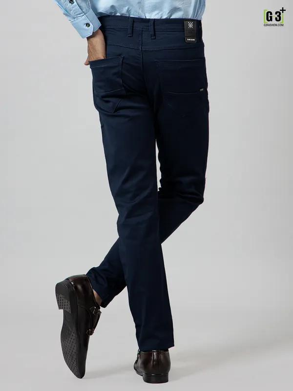 GS78 solid navy denim jeans for mens