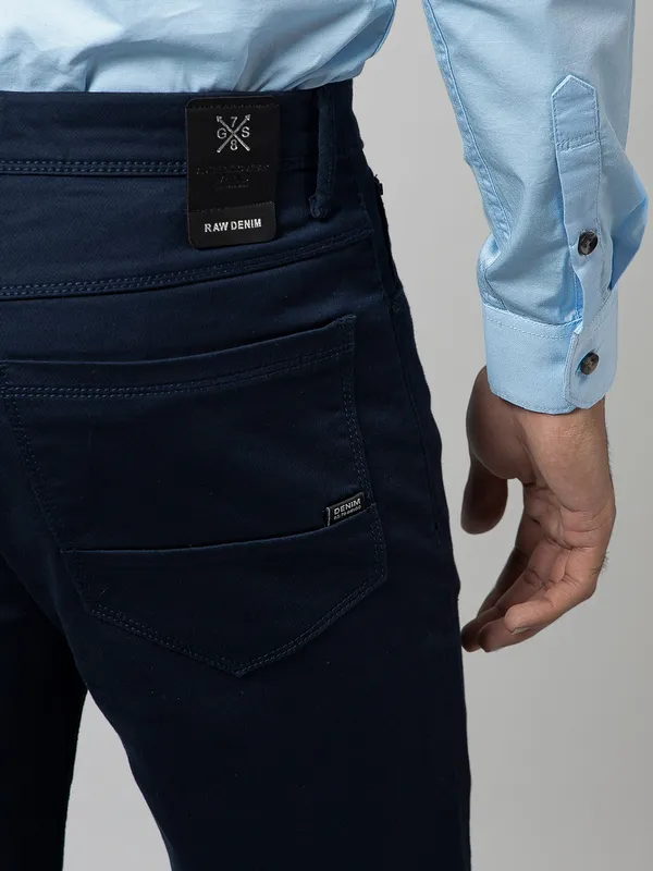 GS78 solid navy denim jeans for mens