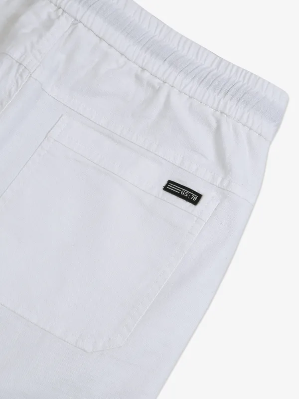 GS78 solid white cotton track pant