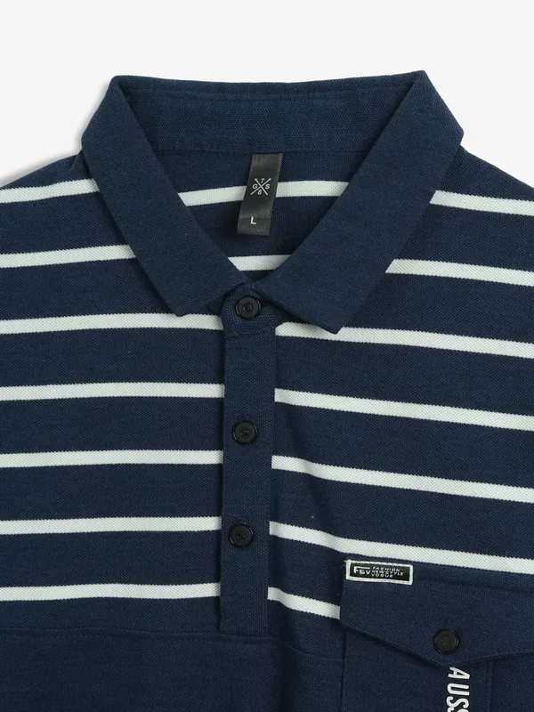 GS78 stripe navy cotton polo t-shirt