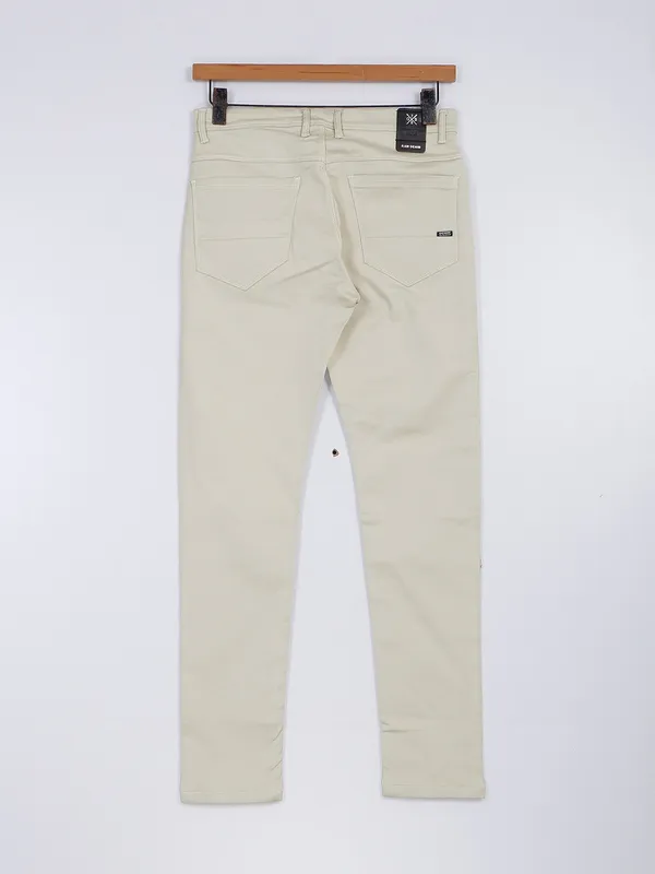 GS78 trendy cream slim fit jeans