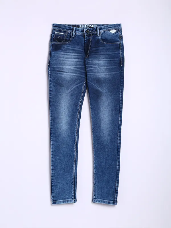 GS78 washed indigo blue slim fit jeans
