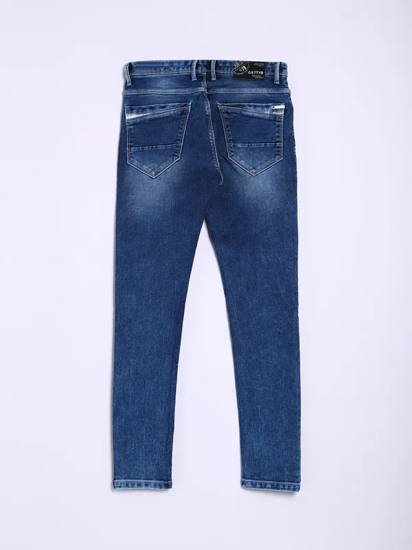 GS78 washed indigo blue slim fit jeans