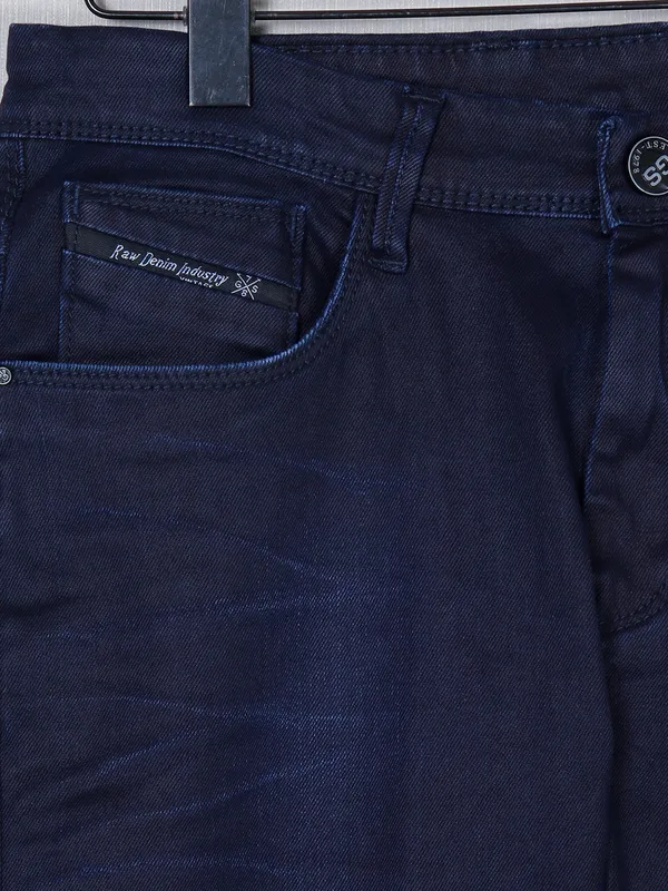 GS78 washed navy denim men jeans