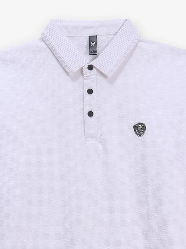 GS78 white plain cotton polo t-shirt
